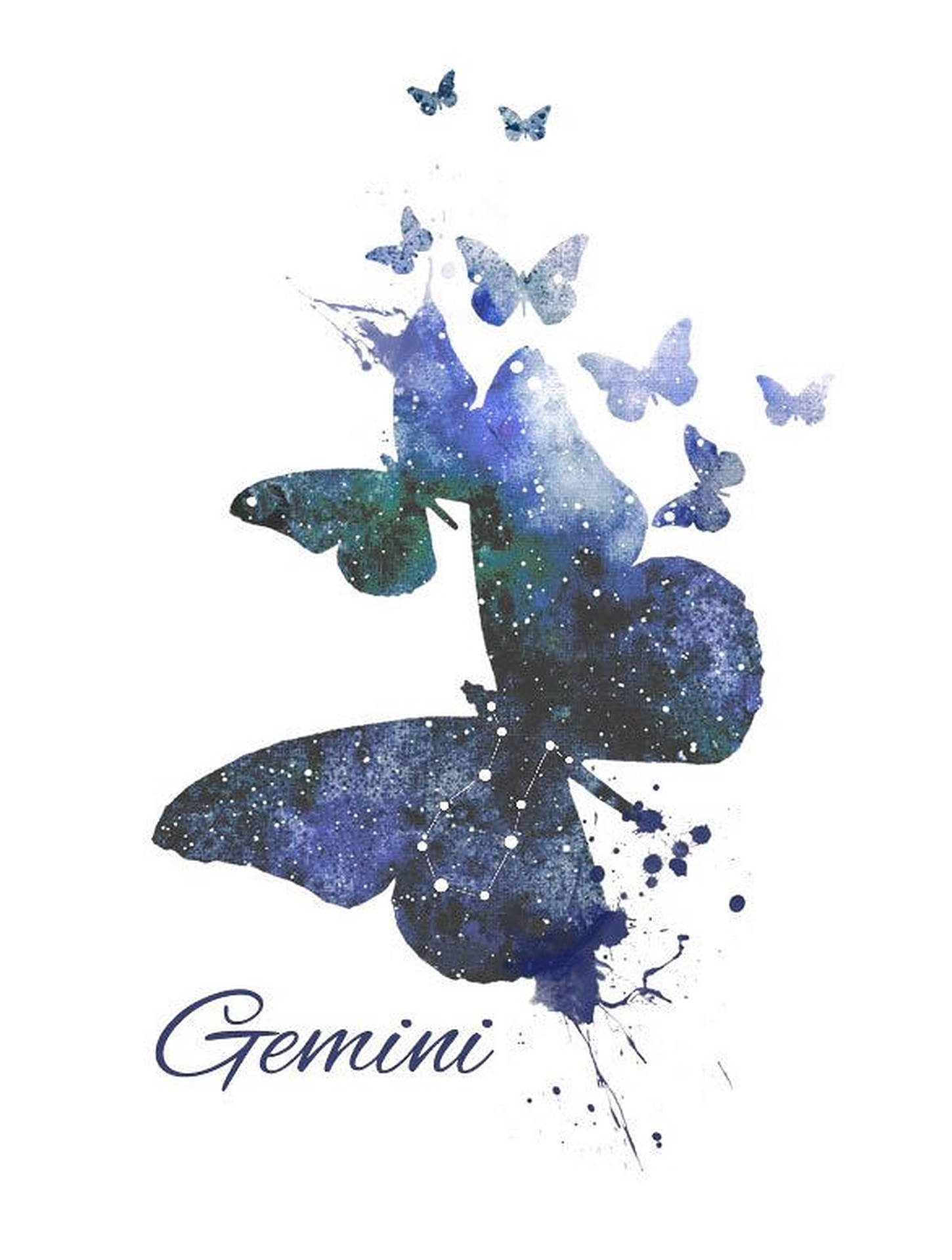 Gemini Zodiac Butterflies Background