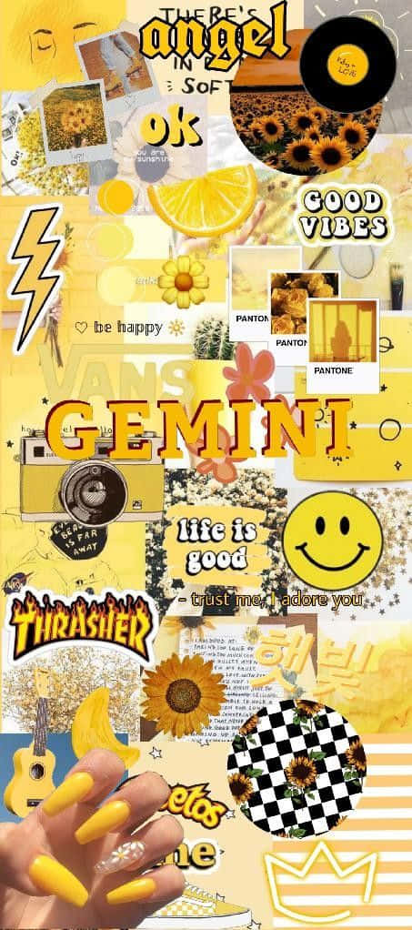 Gemini Zodiac Collage Aesthetic.jpg Wallpaper