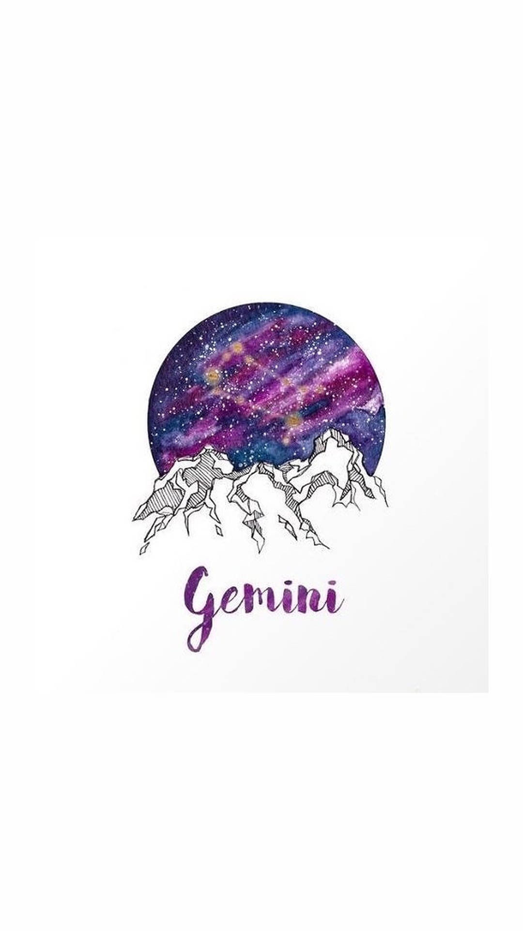 Gemini Zodiac Minimalist Mountain Wallpaper
