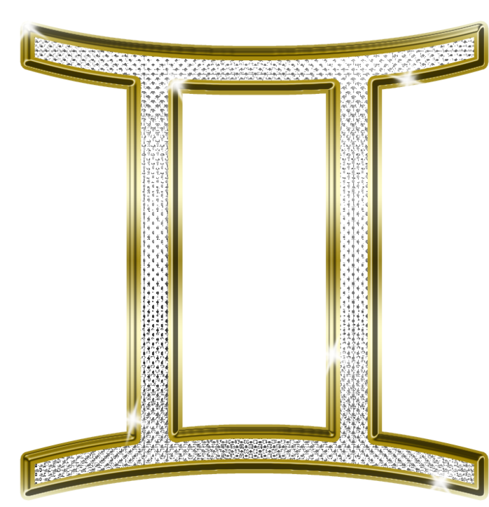 Gemini Zodiac Symbol Golden Design PNG