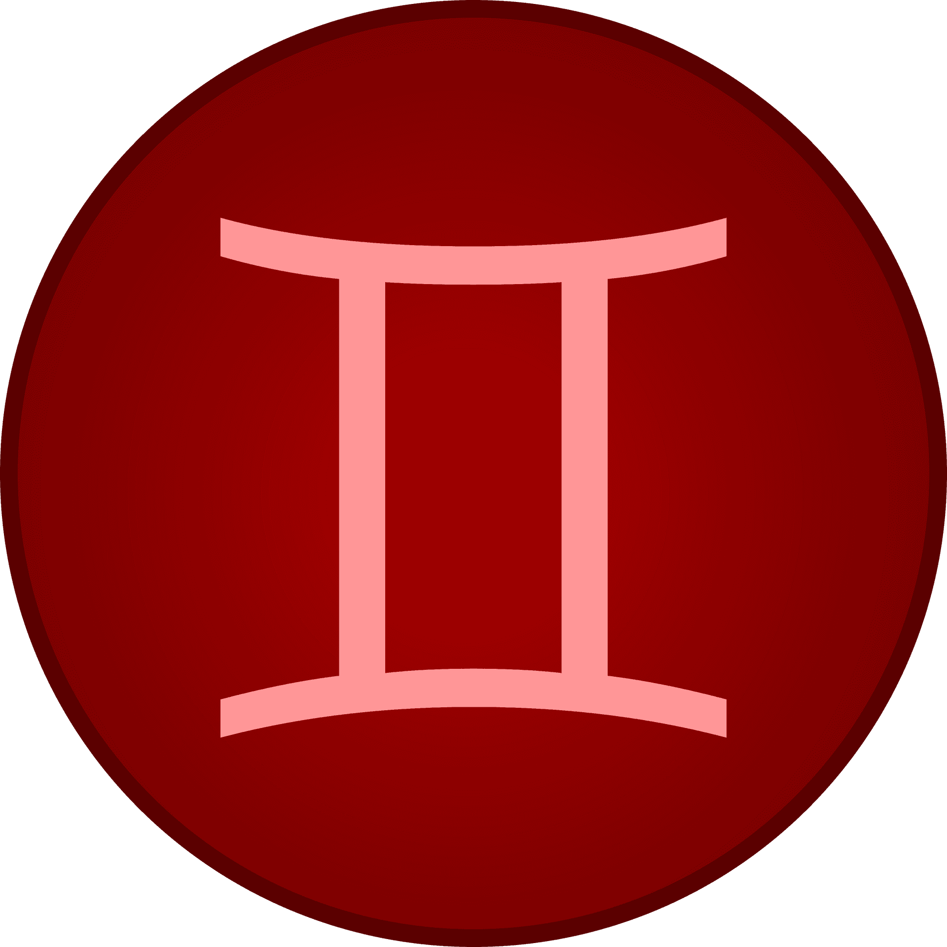 Gemini Zodiac Symbol Red Background PNG