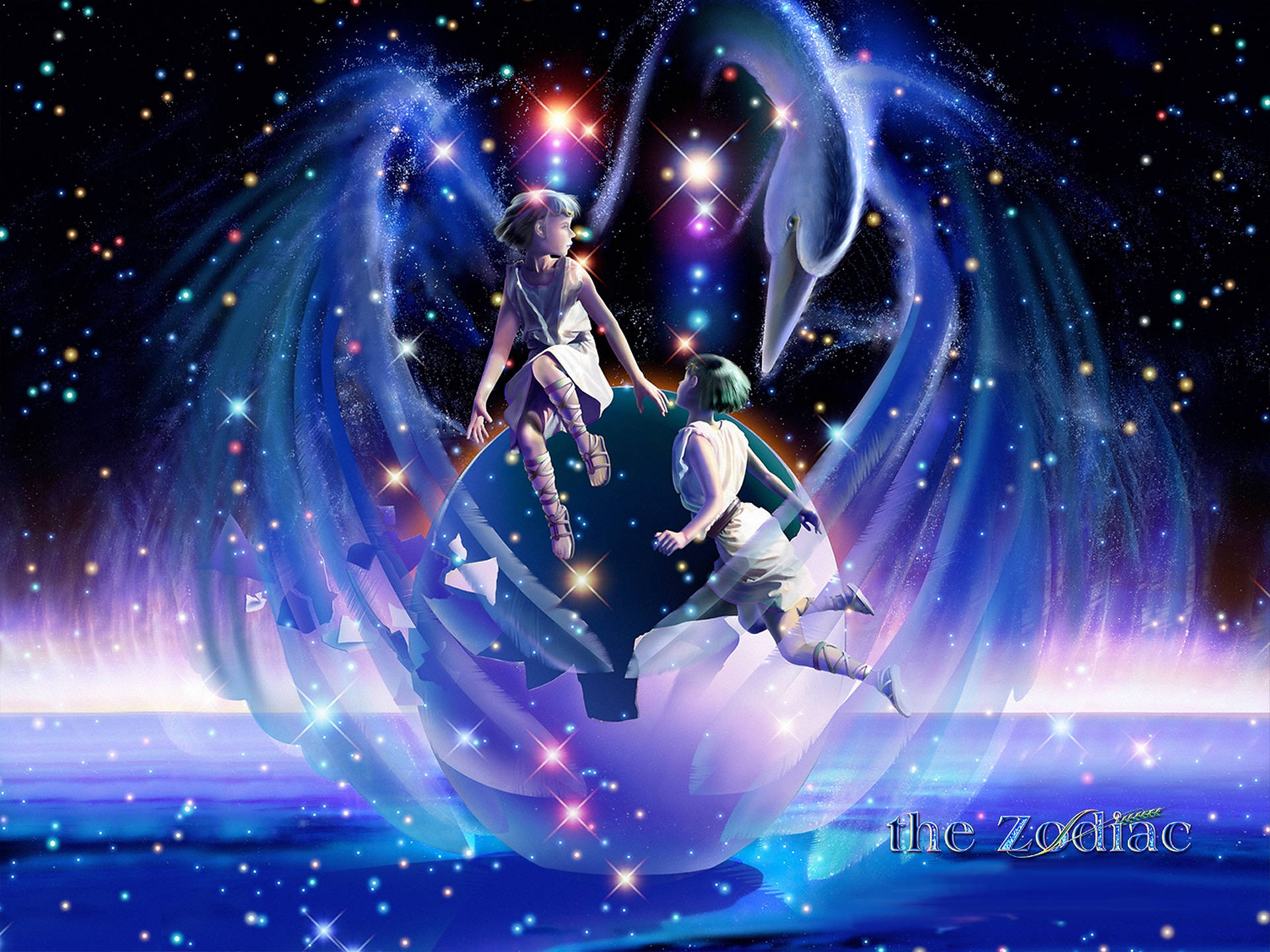 Gemini Zodiac Twins Digital Art Background