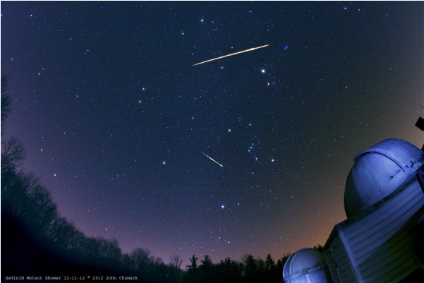 Geminid Meteor Shower Over Observatory PNG