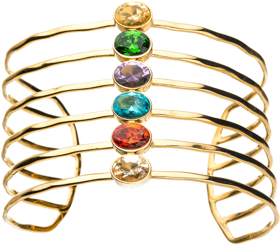 Gemstone Embellished Gold Cuff Bracelet PNG