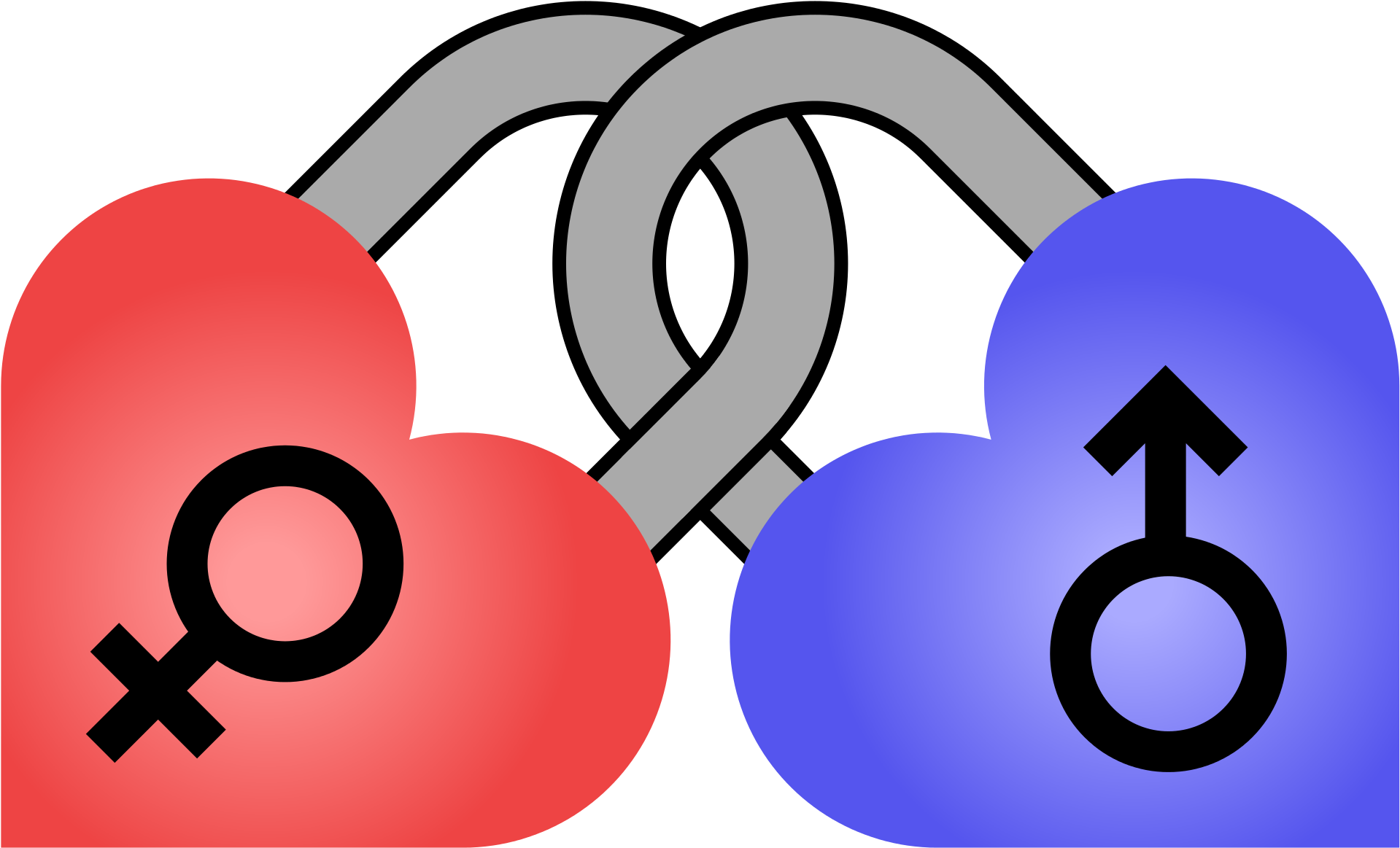 Gender Symbols Linked Hearts PNG