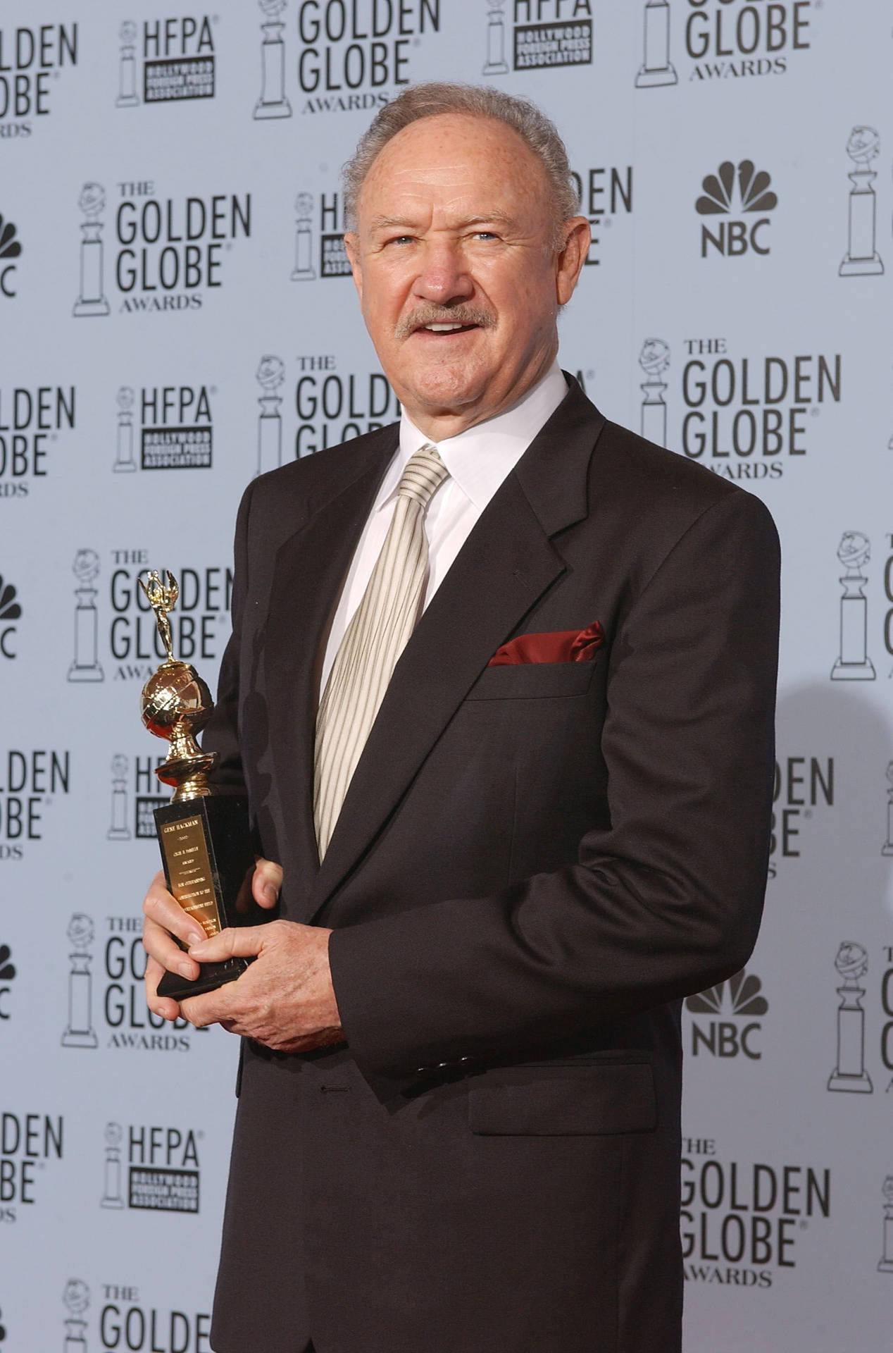 Celebrated Actor Gene Hackman Holding Prestigious Award Wallpaper