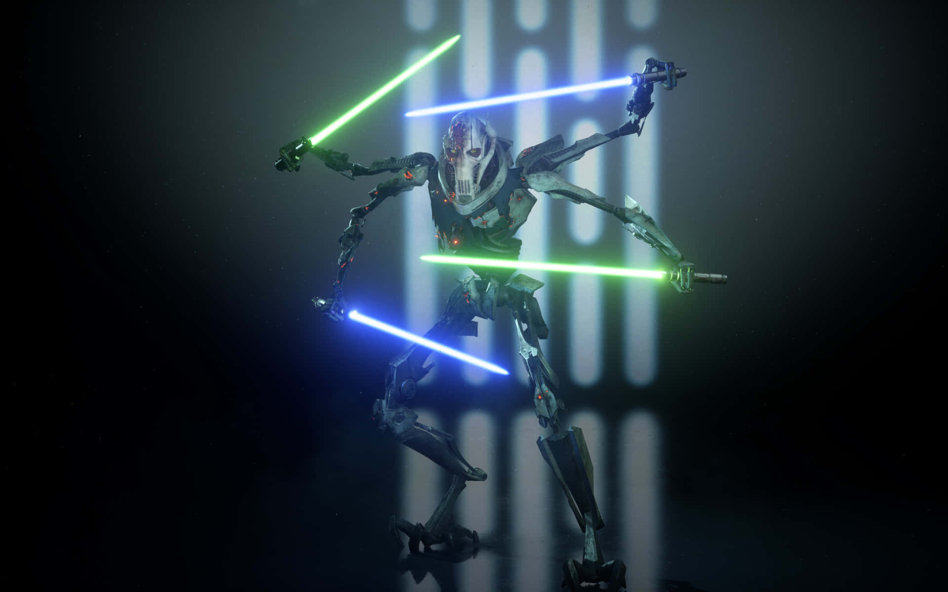 General Grievous, en leder af Separatist Droid Army i Star Wars, står klar til kamp. Wallpaper