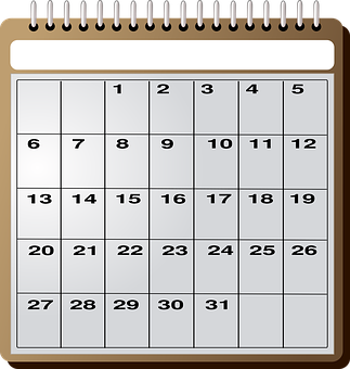 Generic Monthly Calendar Icon PNG