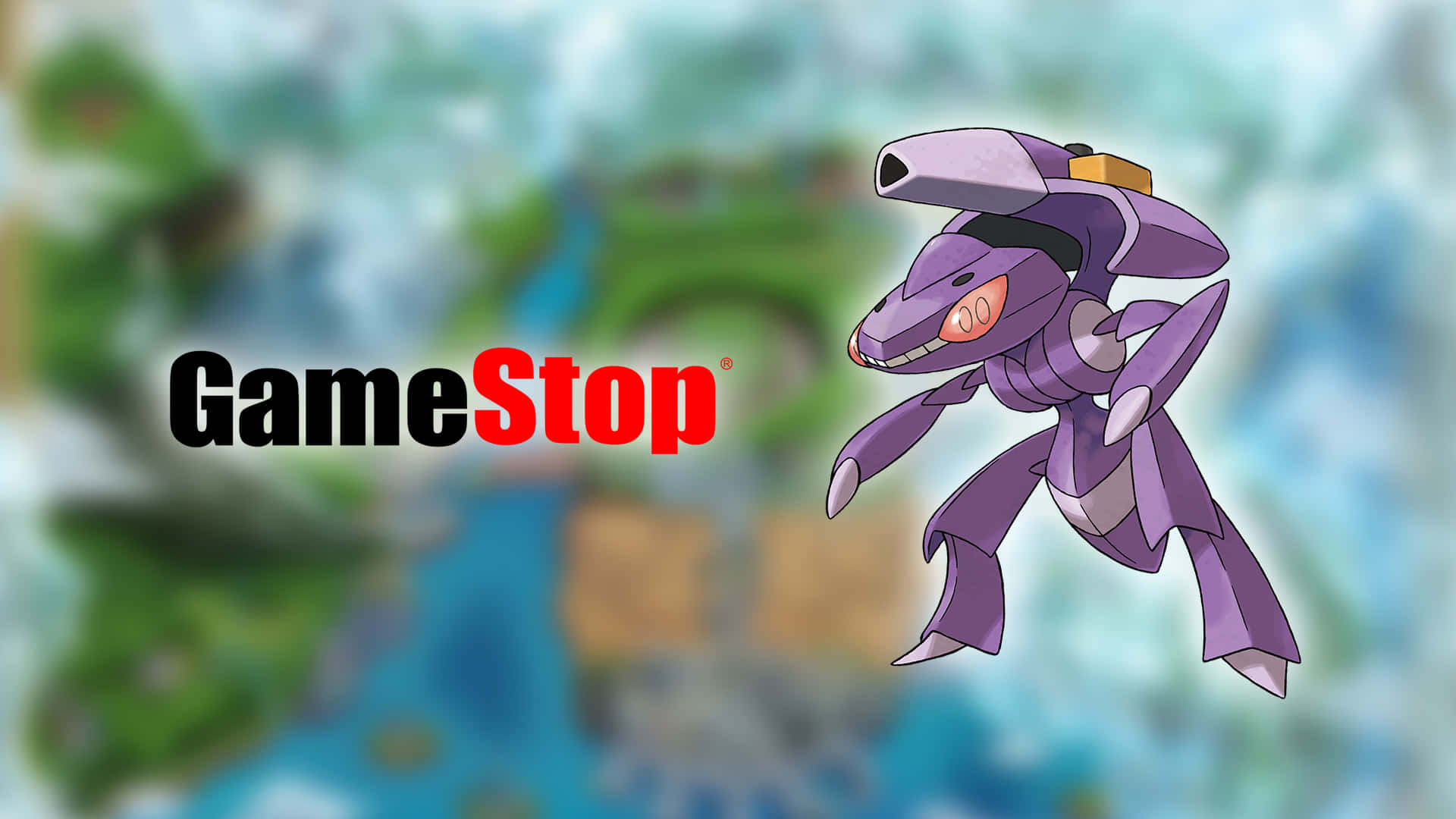Genesect With GameStop Company Logo Wallpaper