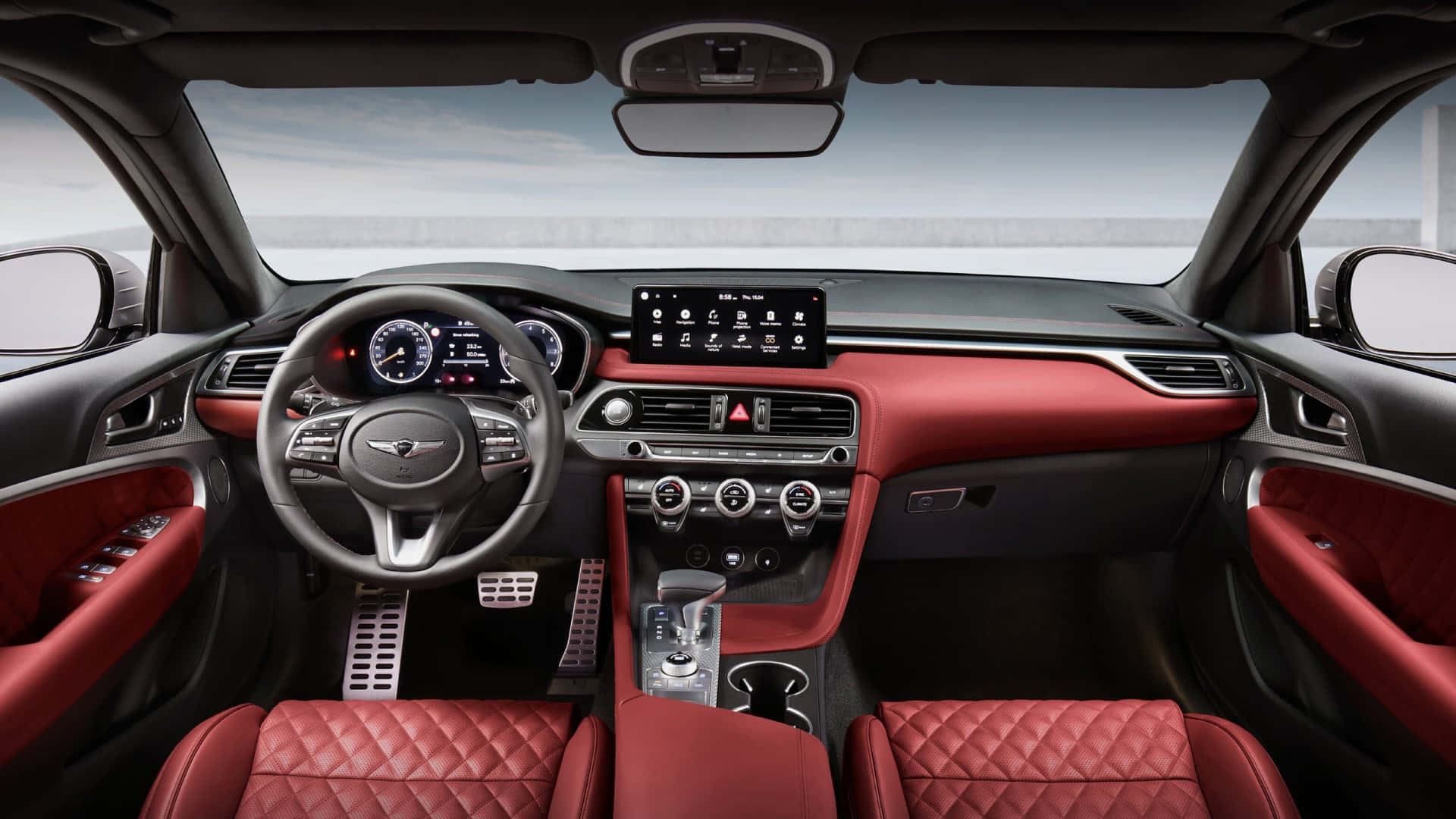 Striking Genesis G70 on the Open Road Wallpaper