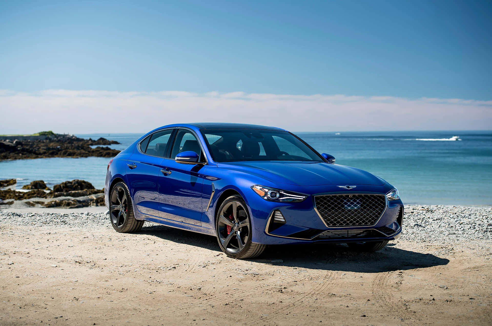 Sleek and Sophisticated Genesis G70 in Motion Wallpaper