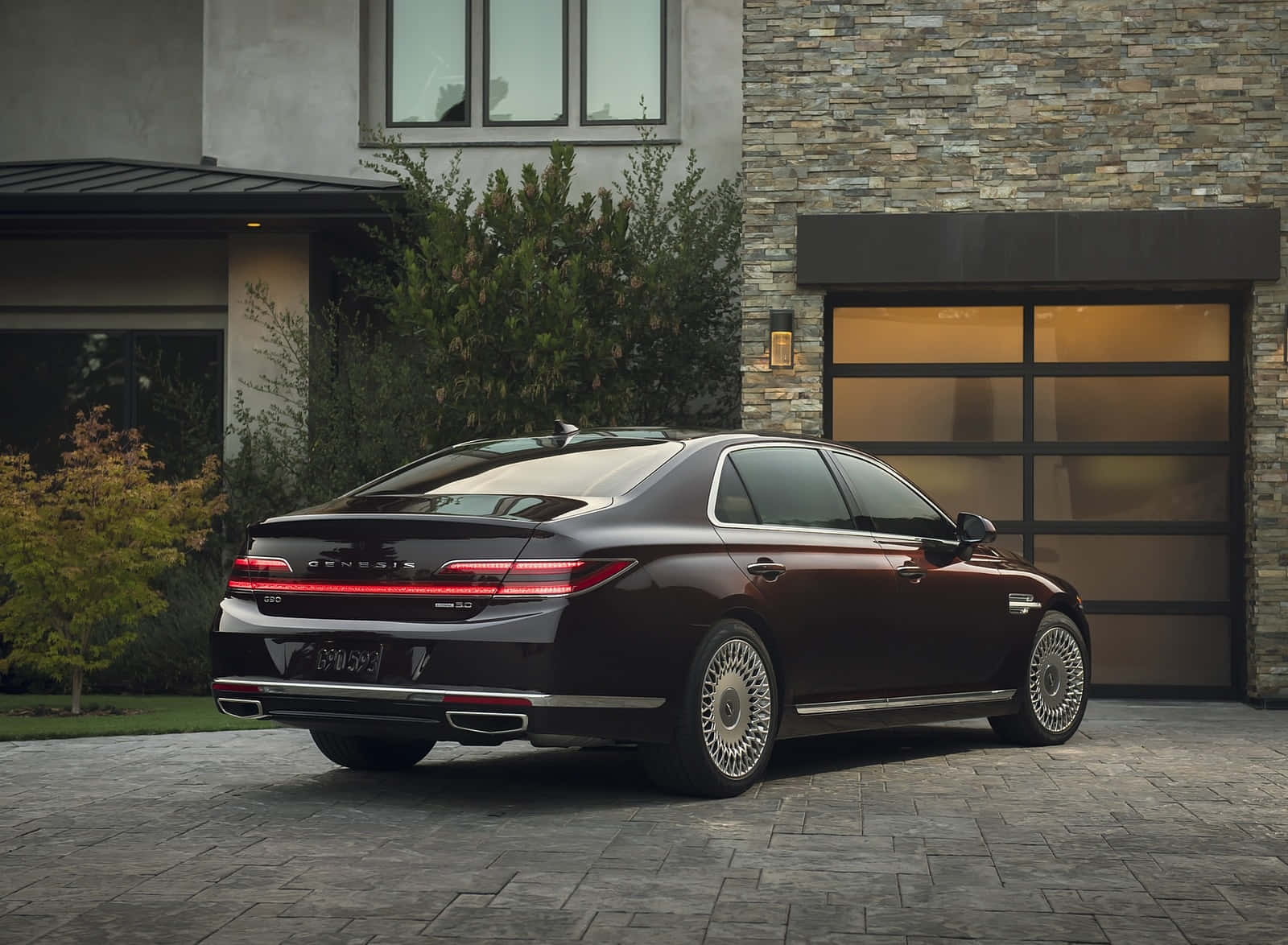 Stunning Genesis G90 luxury sedan on the road Wallpaper