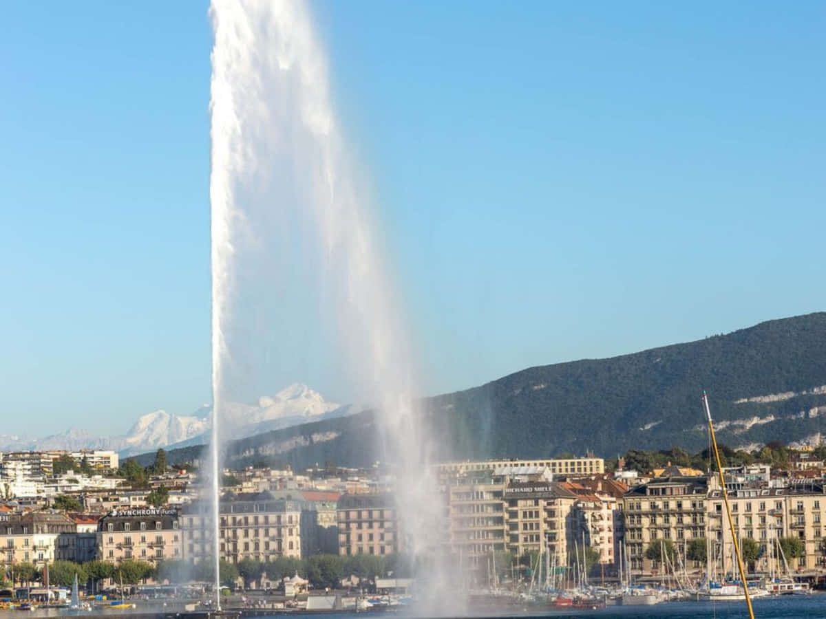 Geneva Jetd Eau Fountain Landscape Wallpaper