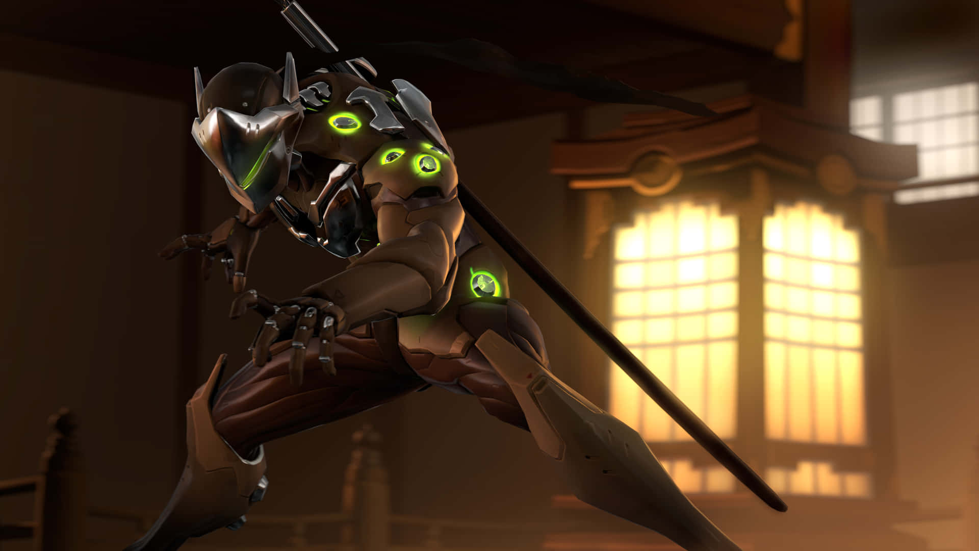 Genji, the skilled cyber-ninja from Overwatch Wallpaper