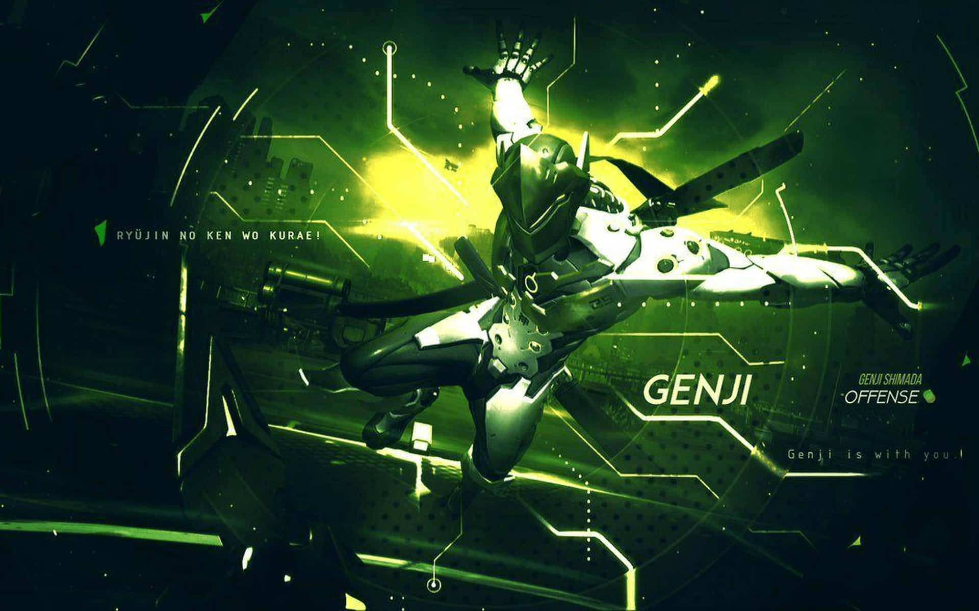 "Genji Taking Aim in the 4K Resolution" Wallpaper