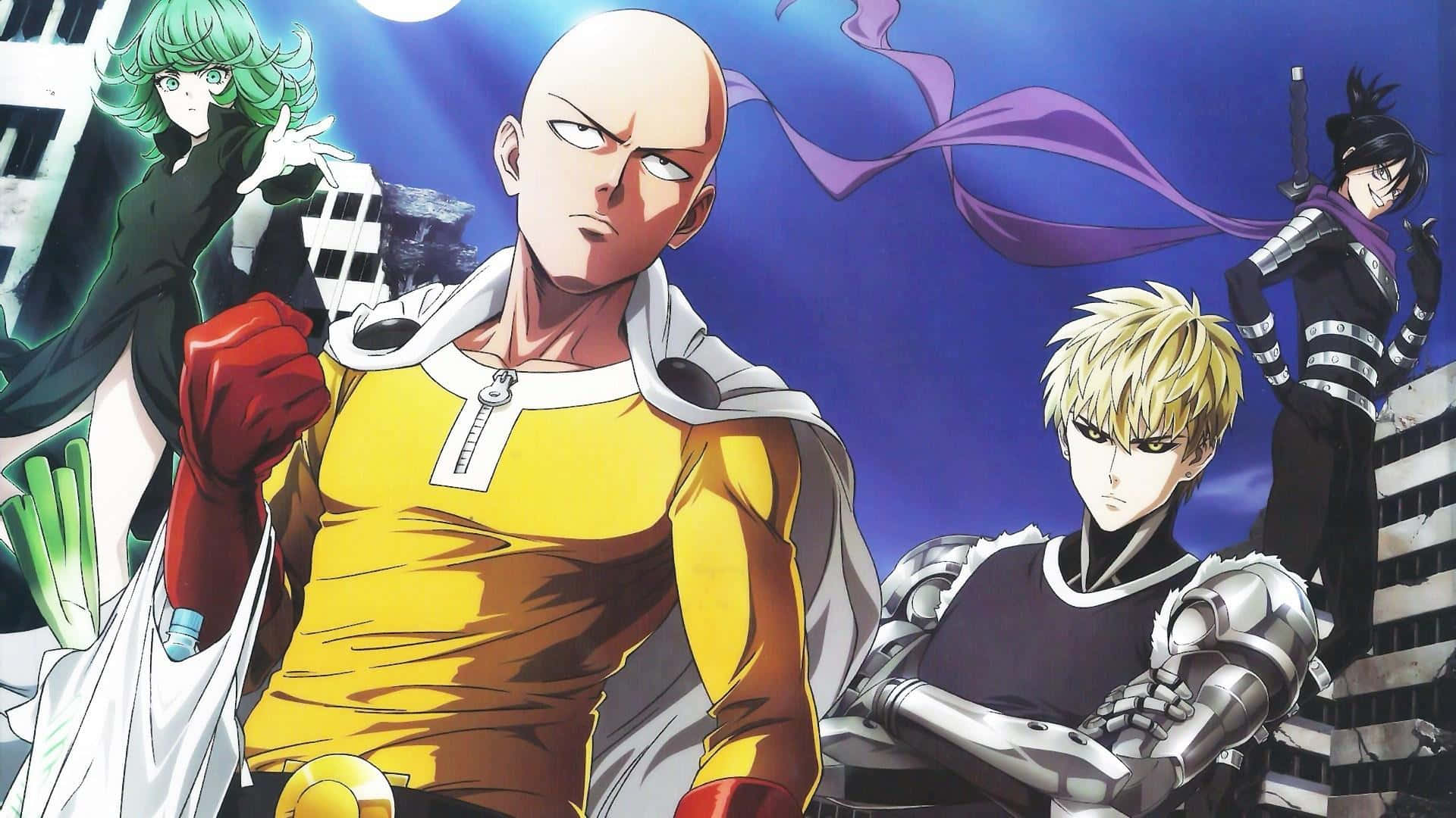 Genos from One Punch Man striking a dynamic pose Wallpaper
