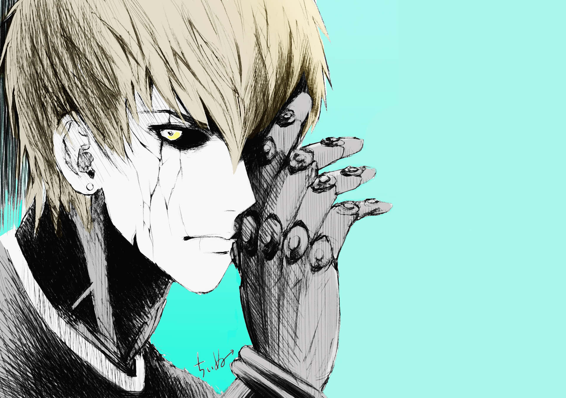 Genos, Powerful Cyborg in Action Wallpaper