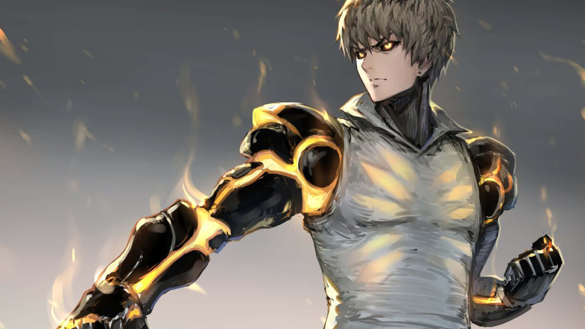 Genos, The Powerful Cyborg in Action Wallpaper