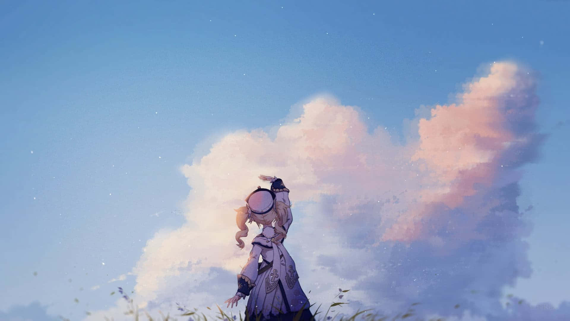 Genshin Character Gazing At Clouds.jpg Wallpaper
