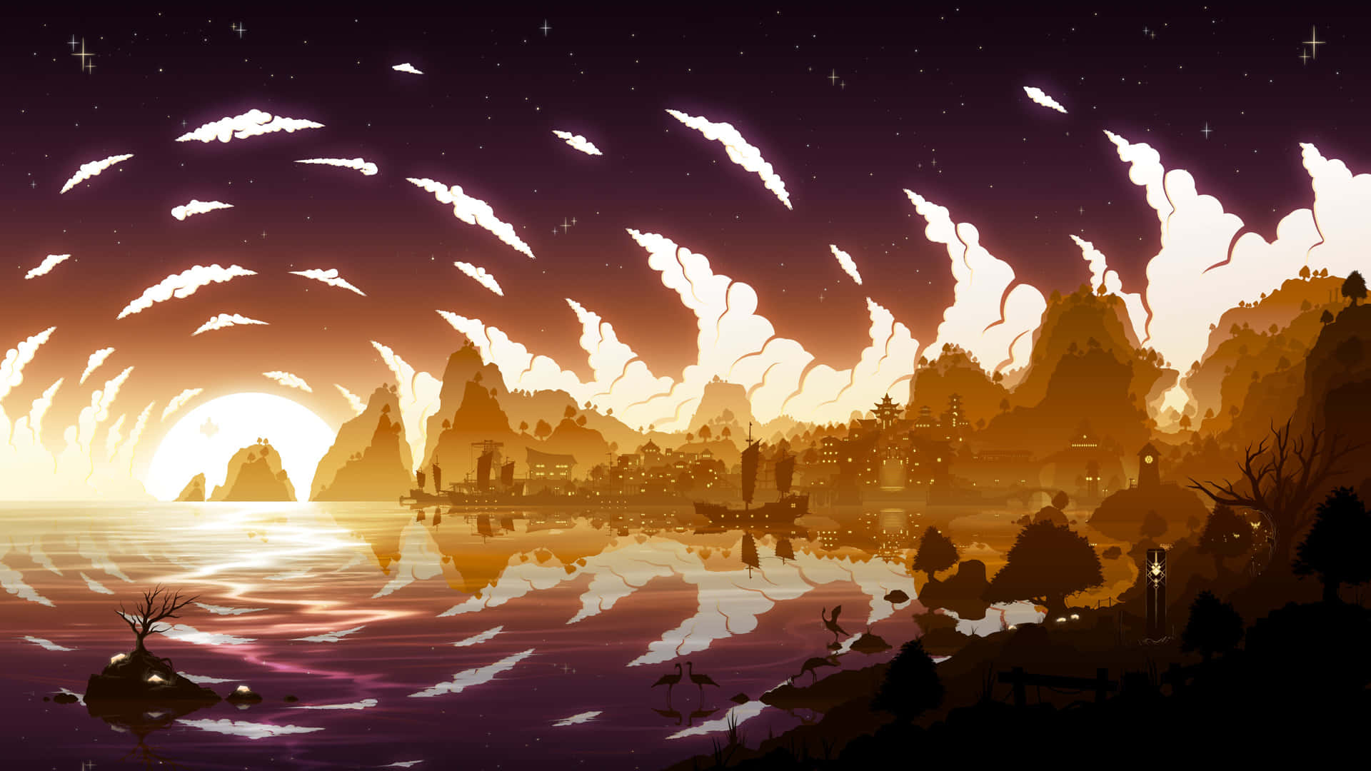 Genshin_ Impact_ Fantasy_ Sunset_ Scenery Wallpaper