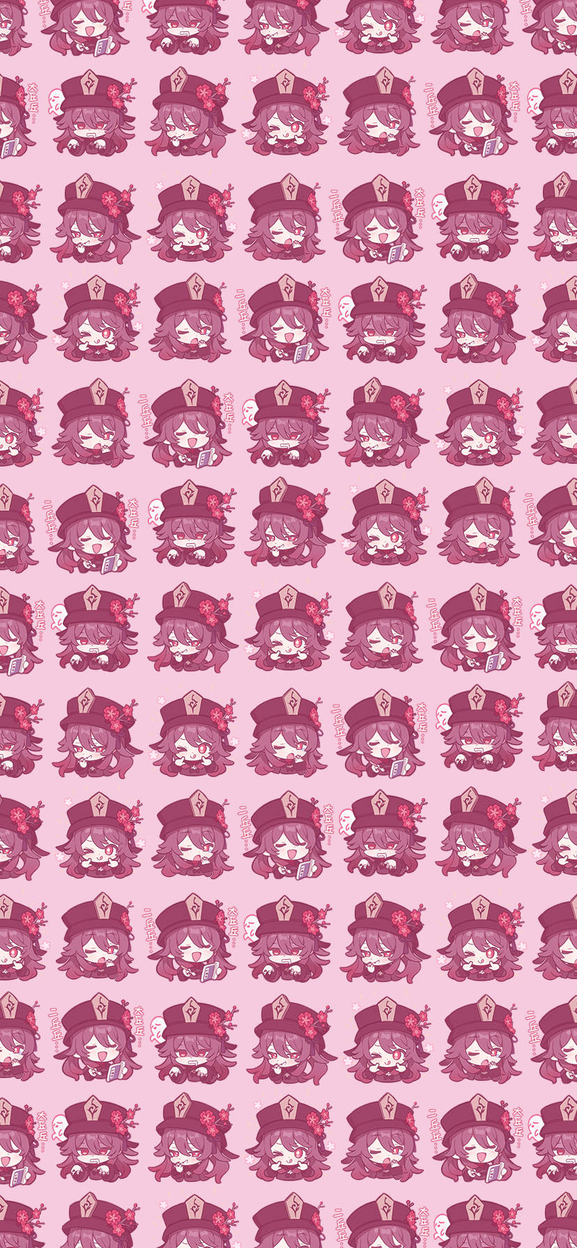 Genshin Impact Hu Tao Pink Pattern Wallpaper