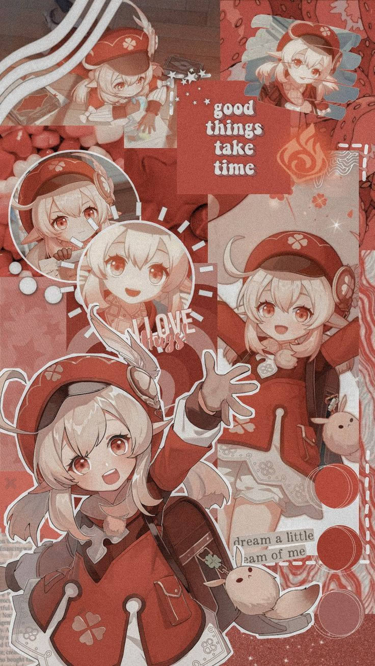 Genshin Impact Klee Red Collage Wallpaper