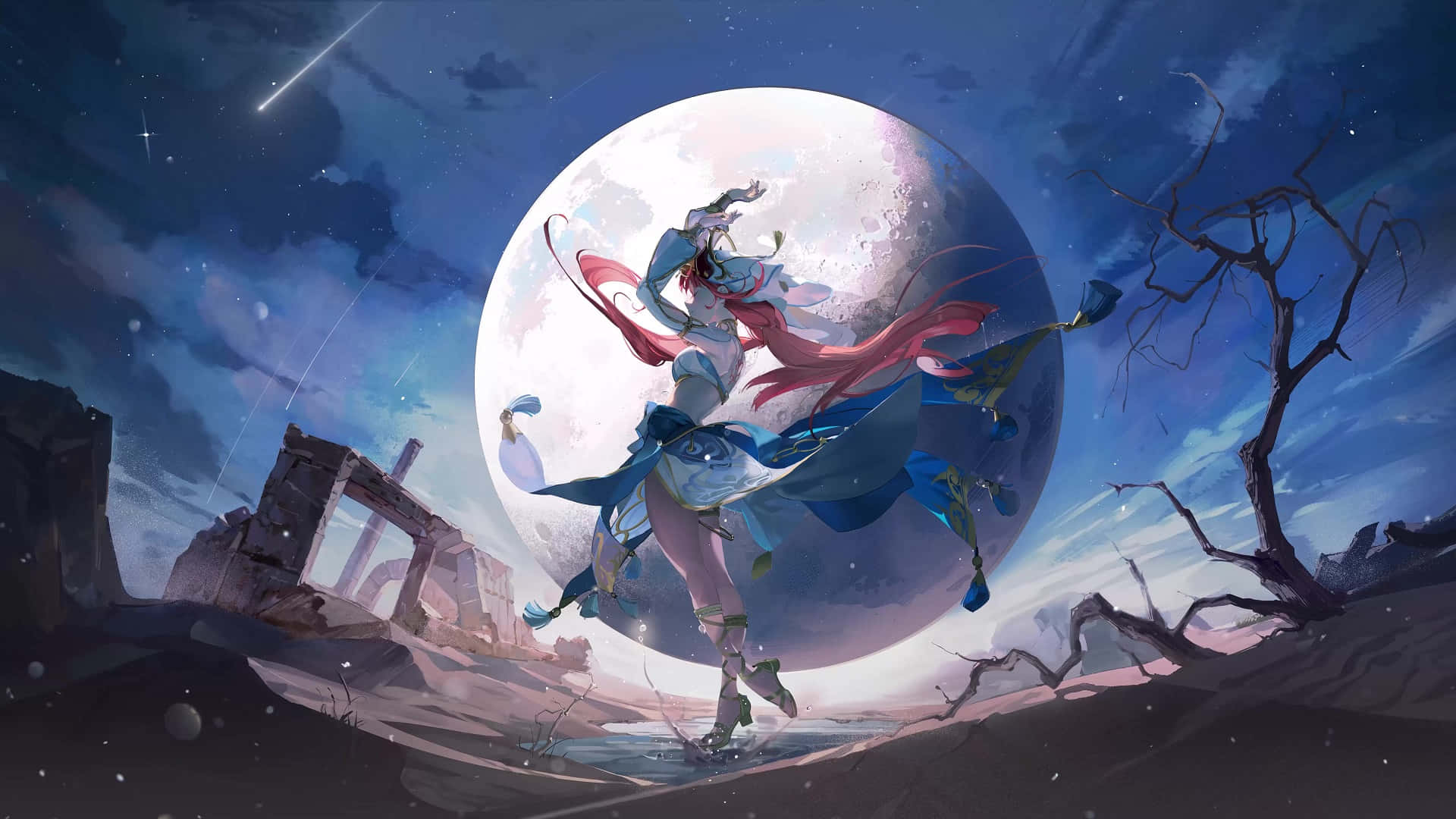 Genshin Impact Moonlit Adventure Wallpaper