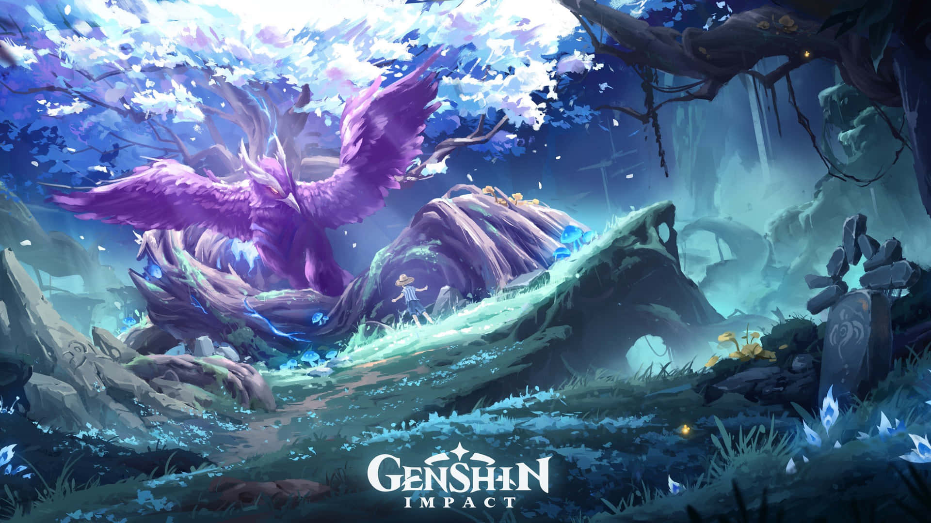 Genshin_ Impact_ Mystical_ Forest_ Scene Wallpaper