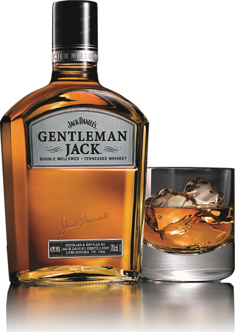 Gentleman Jack Whiskey Bottleand Glass PNG