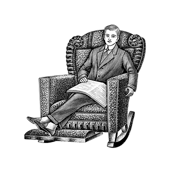 Gentleman Reading Newspaperin Armchair PNG