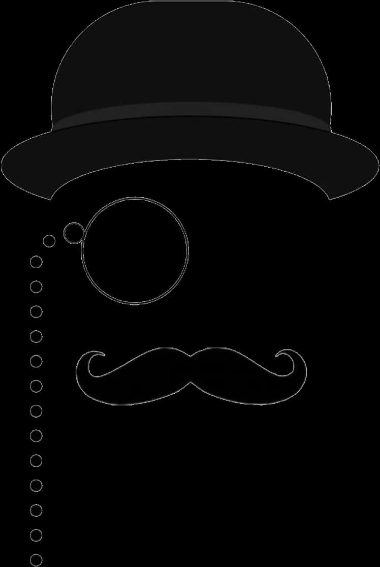 Gentleman Silhouettewith Monocleand Bowler Hat PNG