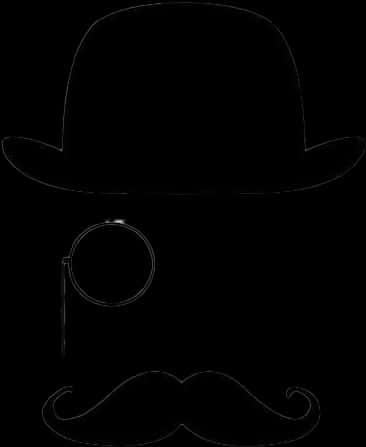 Gentleman Silhouettewith Monocleand Top Hat PNG