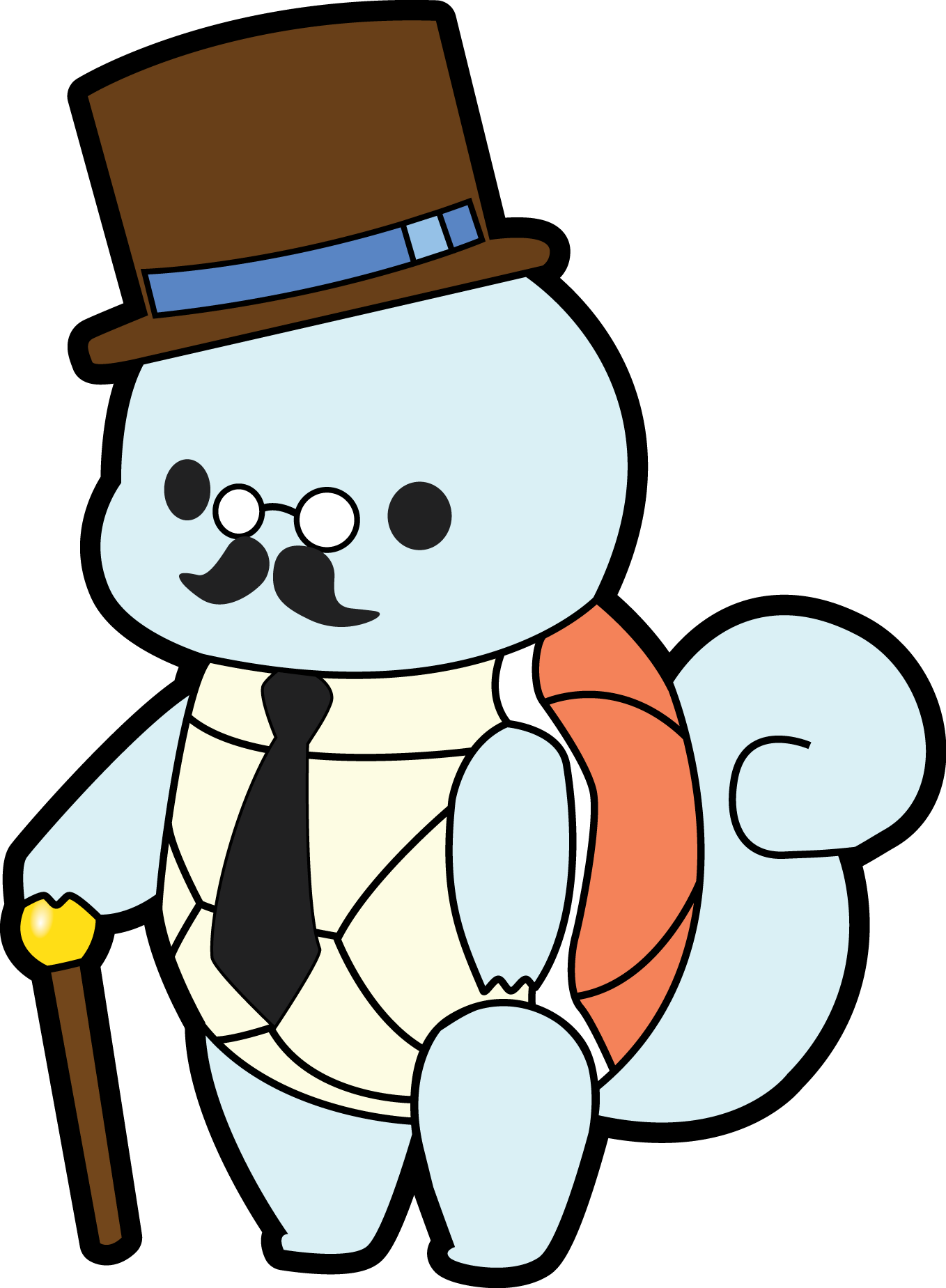 Gentleman Squirtle Cartoon Character PNG