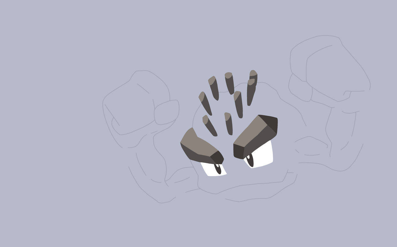 Geodude Blending Into Gray Background Picture