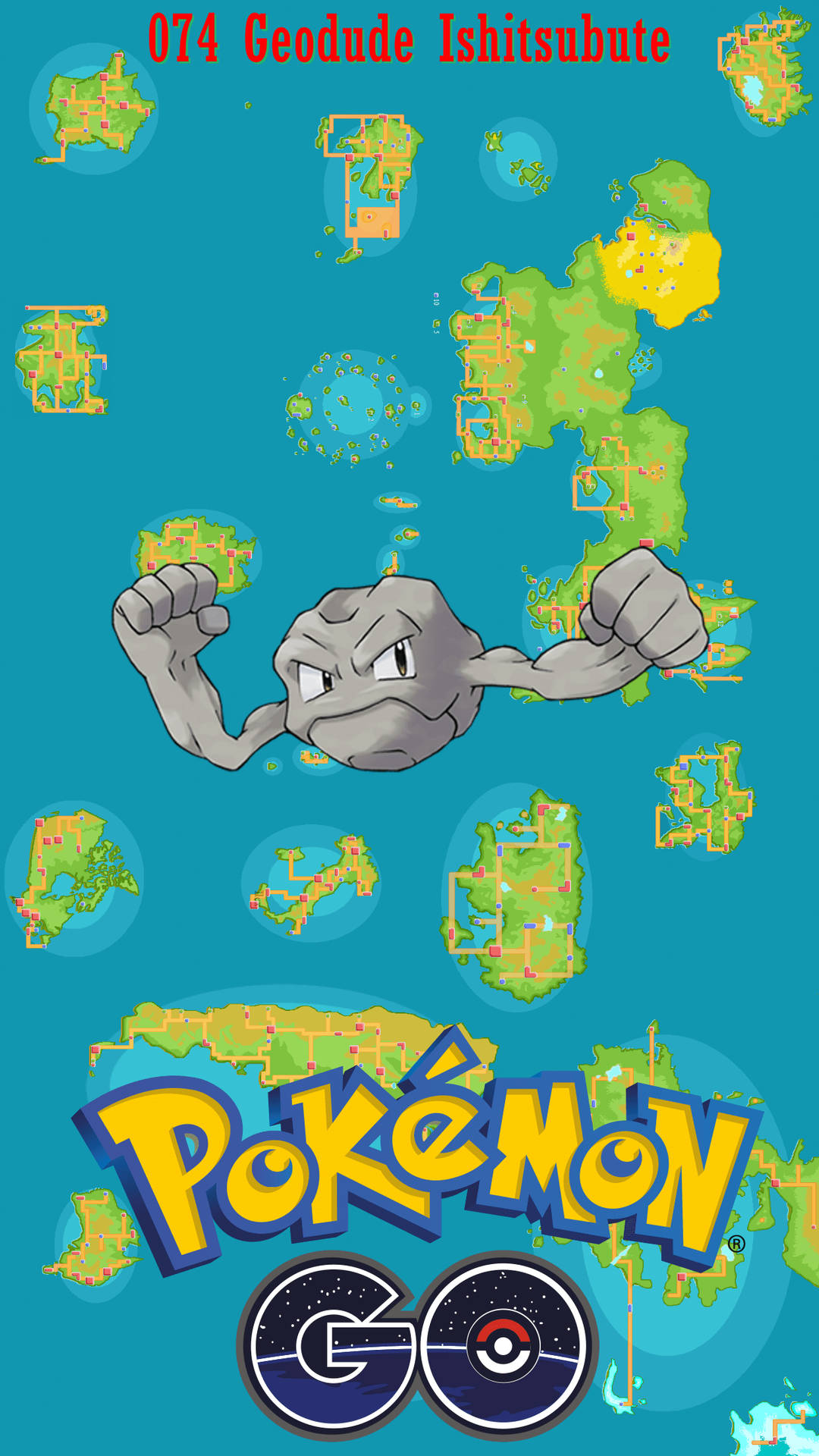 Geodude With Patterned Blue Background Wallpaper