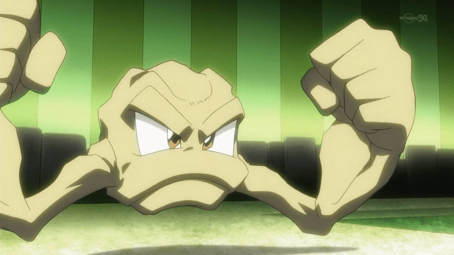 Geodude With Striped Green Background Wallpaper