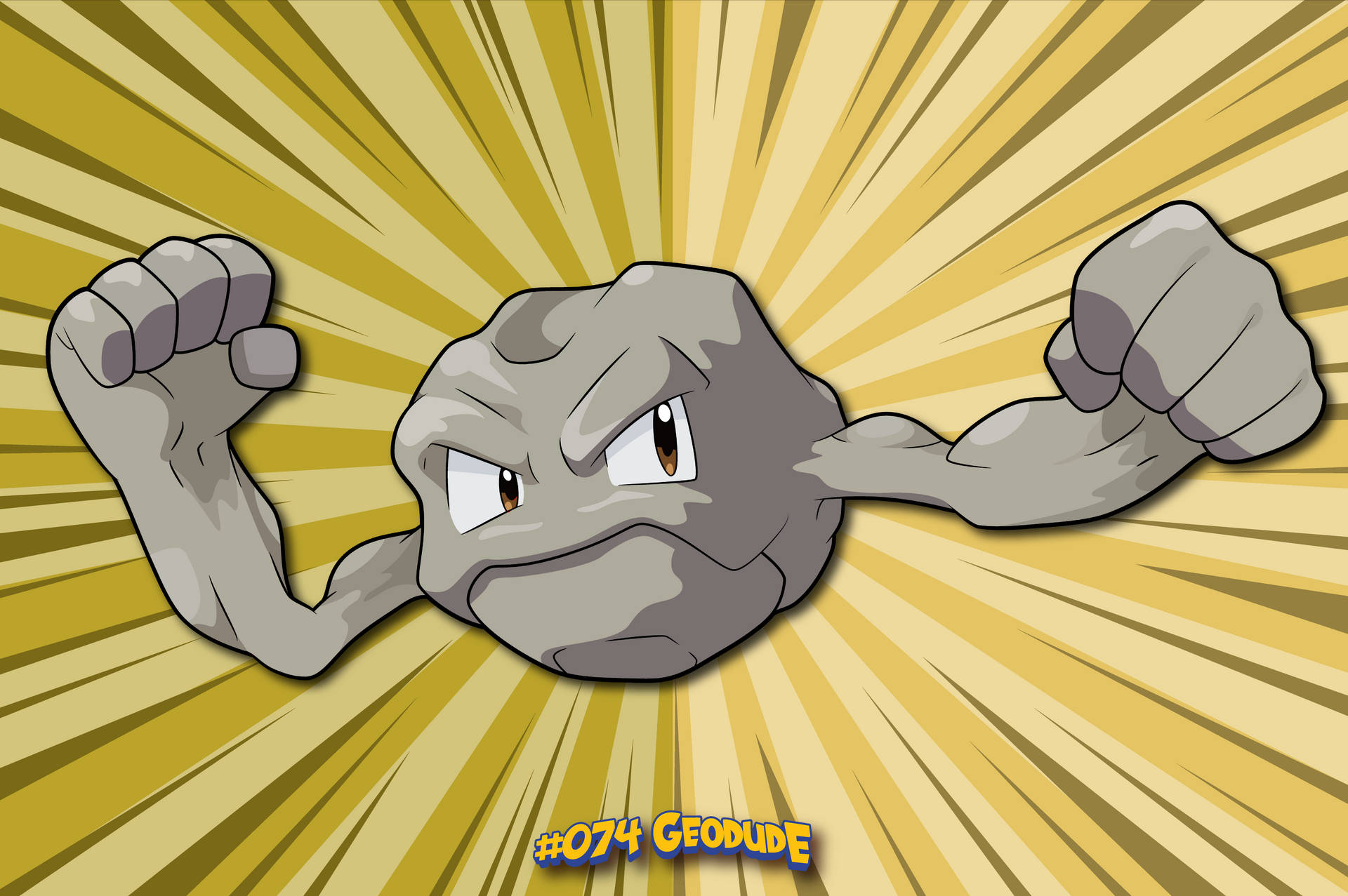 Geodude With Yellow Abstract Background Wallpaper