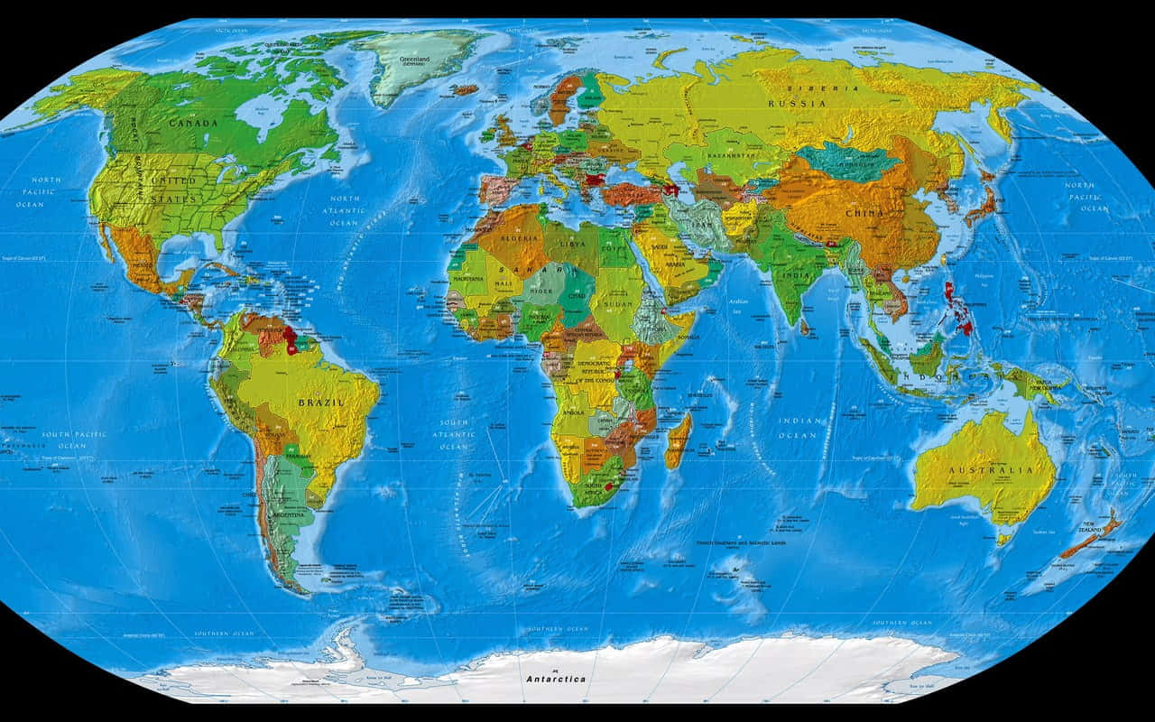 Geographical Structure Of Earth On Globe Map Wallpaper
