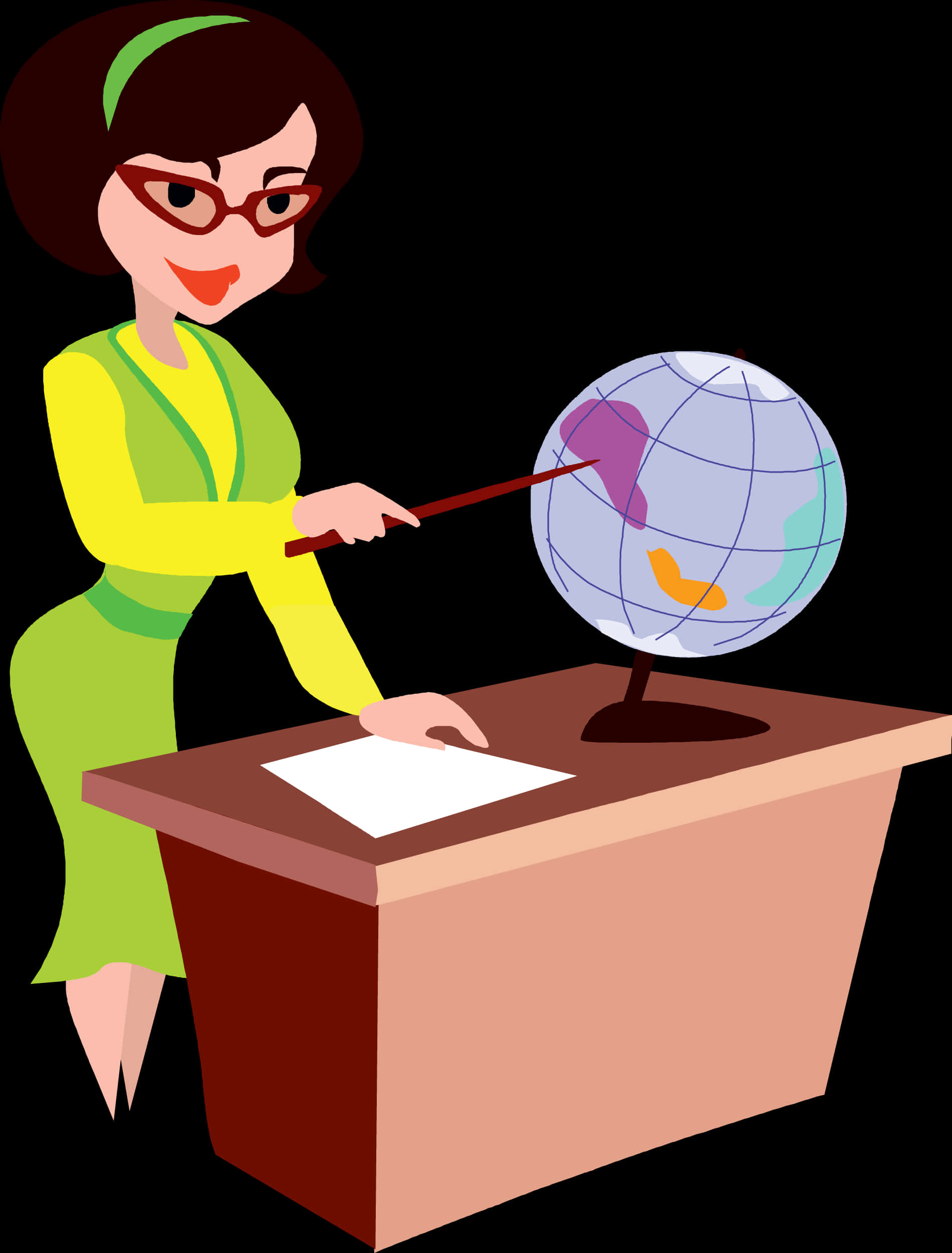 Geography Lesson Cartoon Teacher PNG