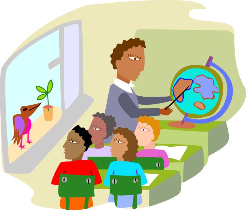 Geography Lessonin Colorful Classroom PNG