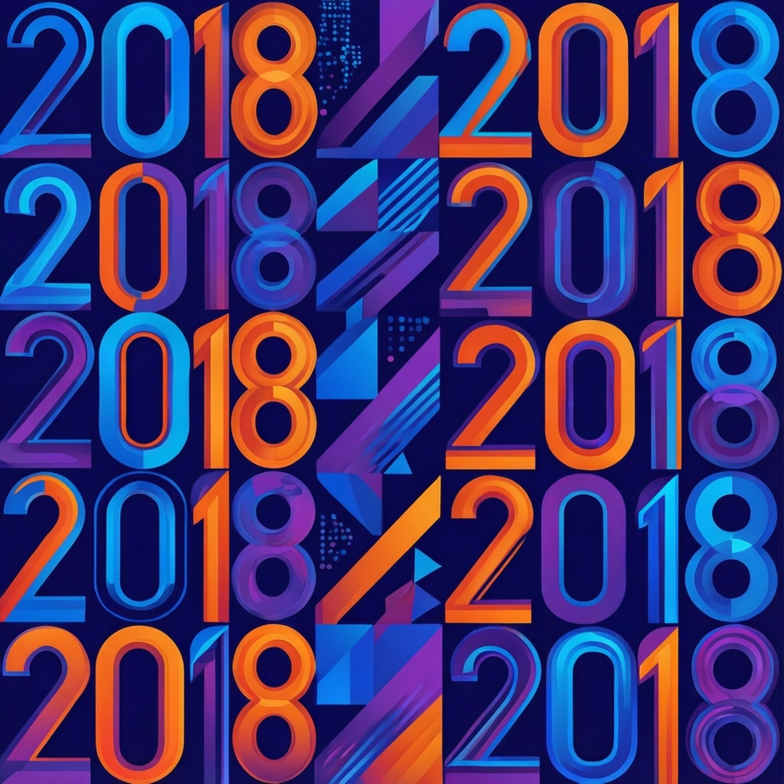 Kleurrijke geometrische patroonachtergrond met 2018 elementen