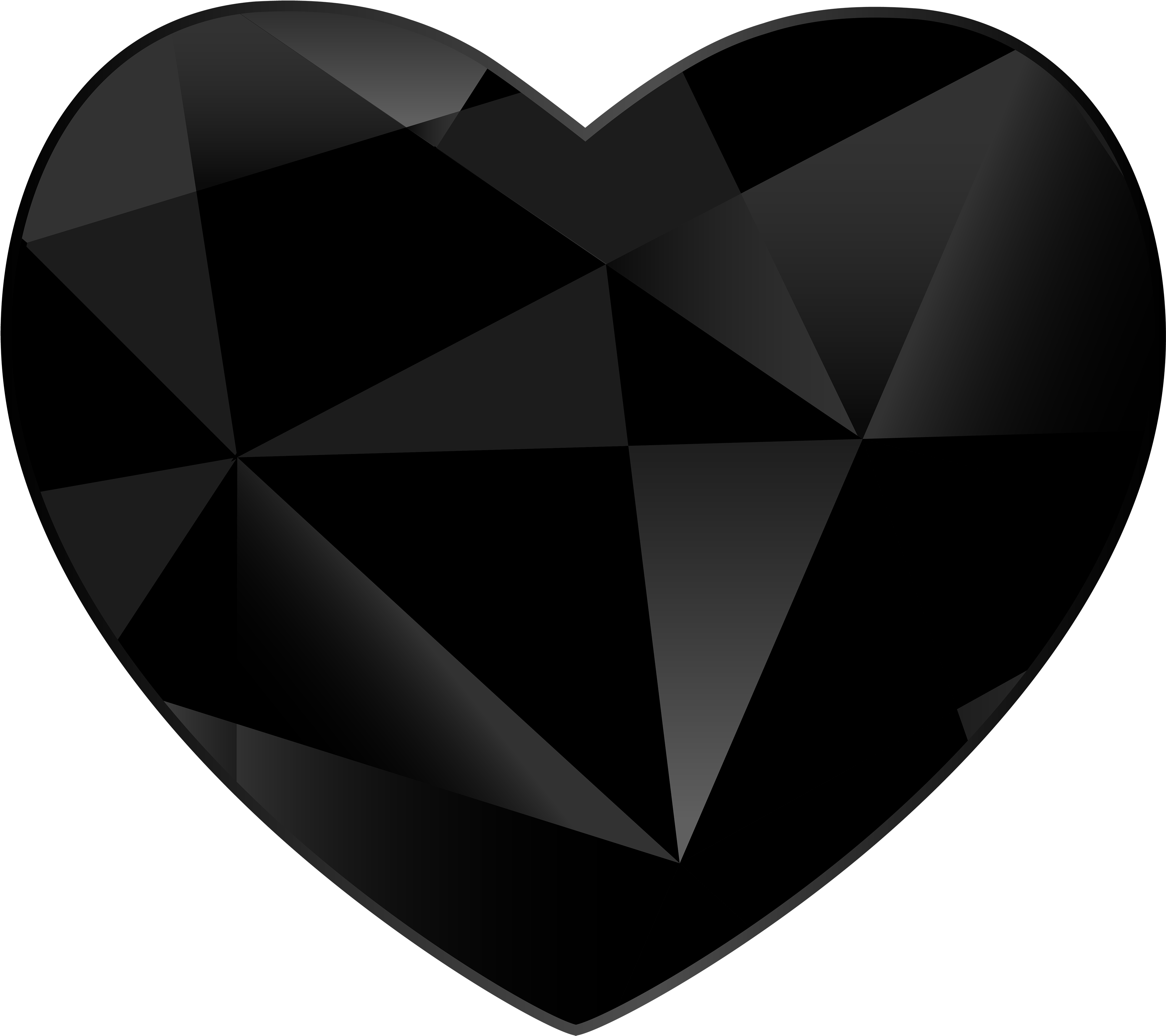 Geometric Black Heart Design PNG