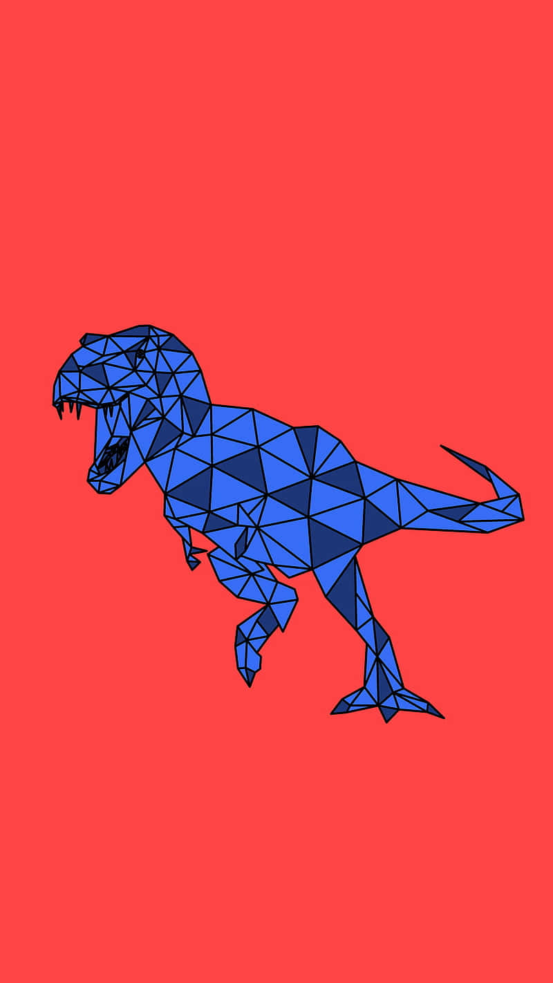 Geometric Blue Dinosaur Artwork Wallpaper