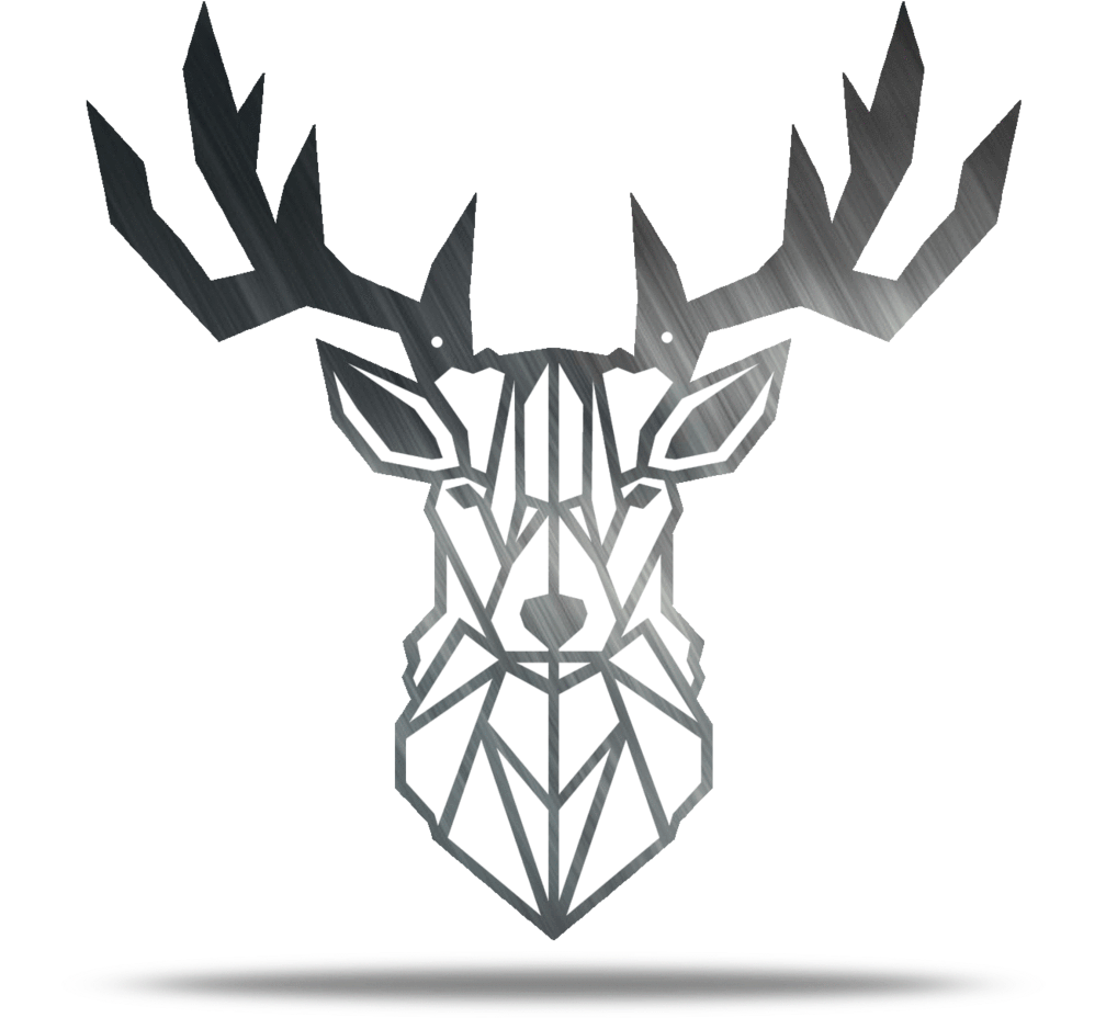 Geometric Deer Head Wall Art PNG