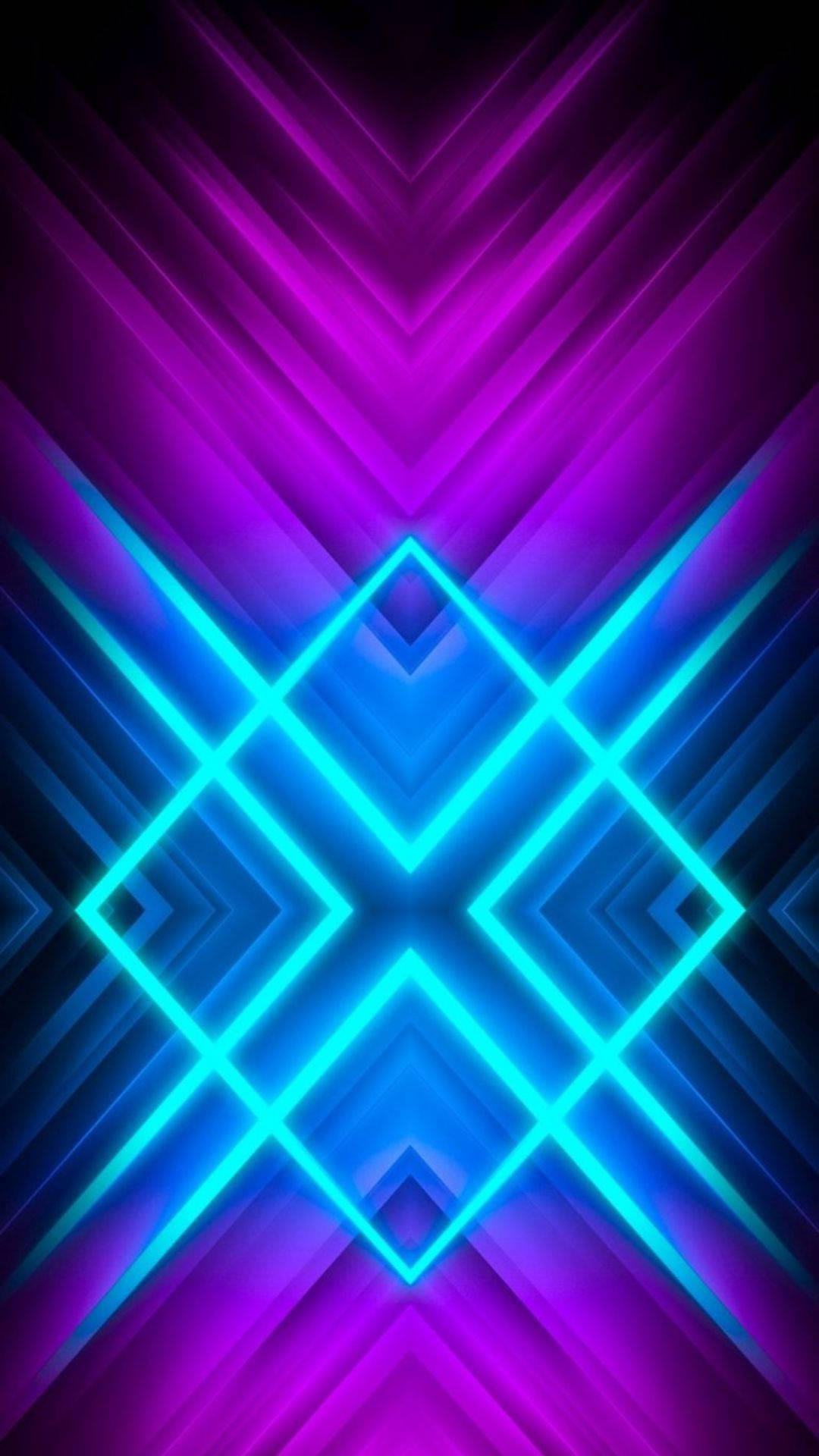 Geometric Diamond Neon Phone Wallpaper