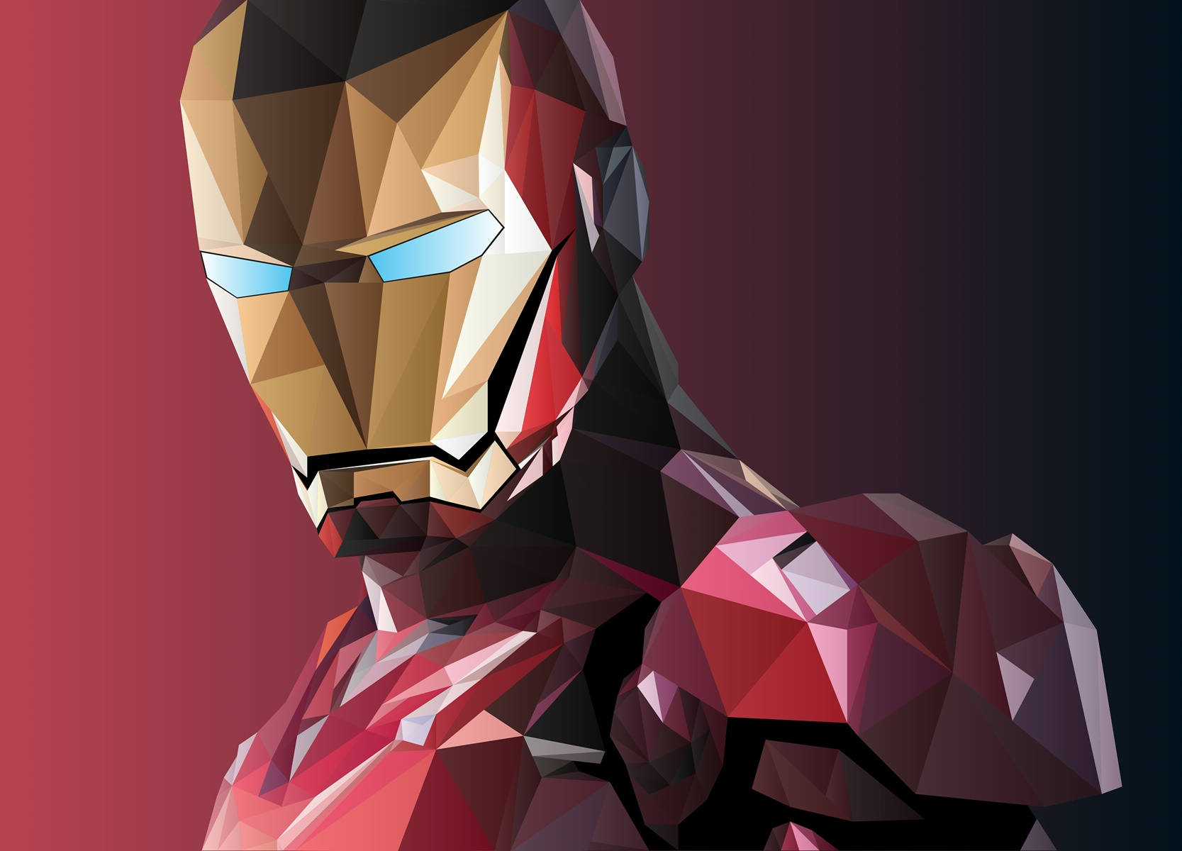 Geometriskdigital Konst Iron Man Superhjälte. Wallpaper