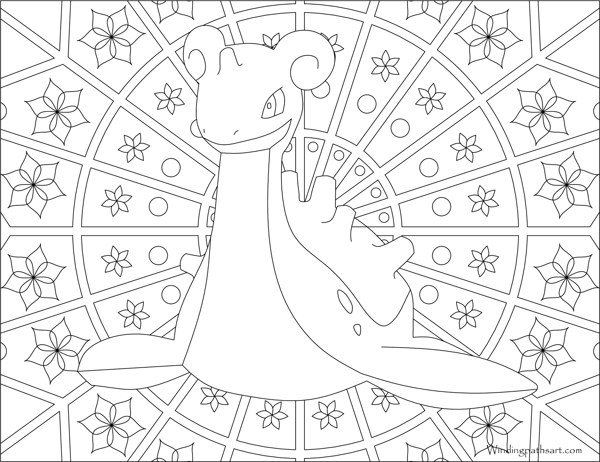 Geometric Dinosaur Coloring Page PNG