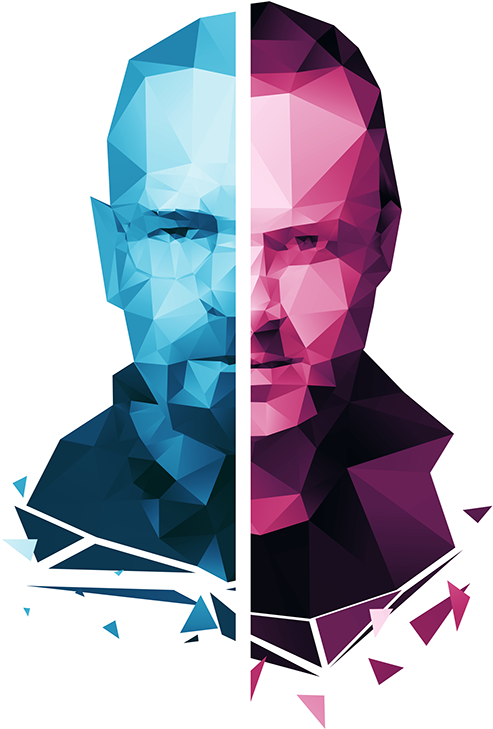 Geometric Dual Face Artwork PNG