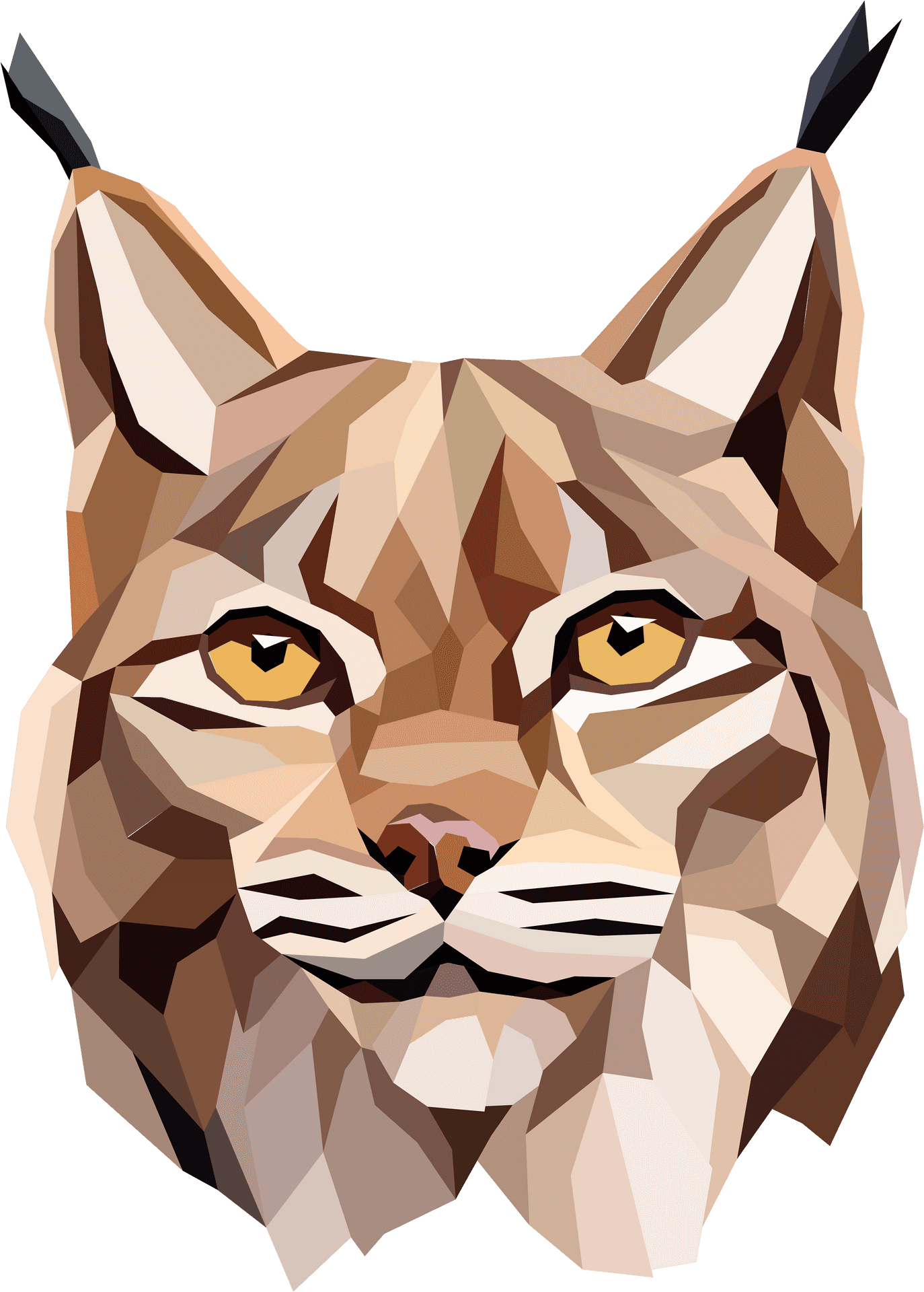 Geometric Lynx Portrait PNG