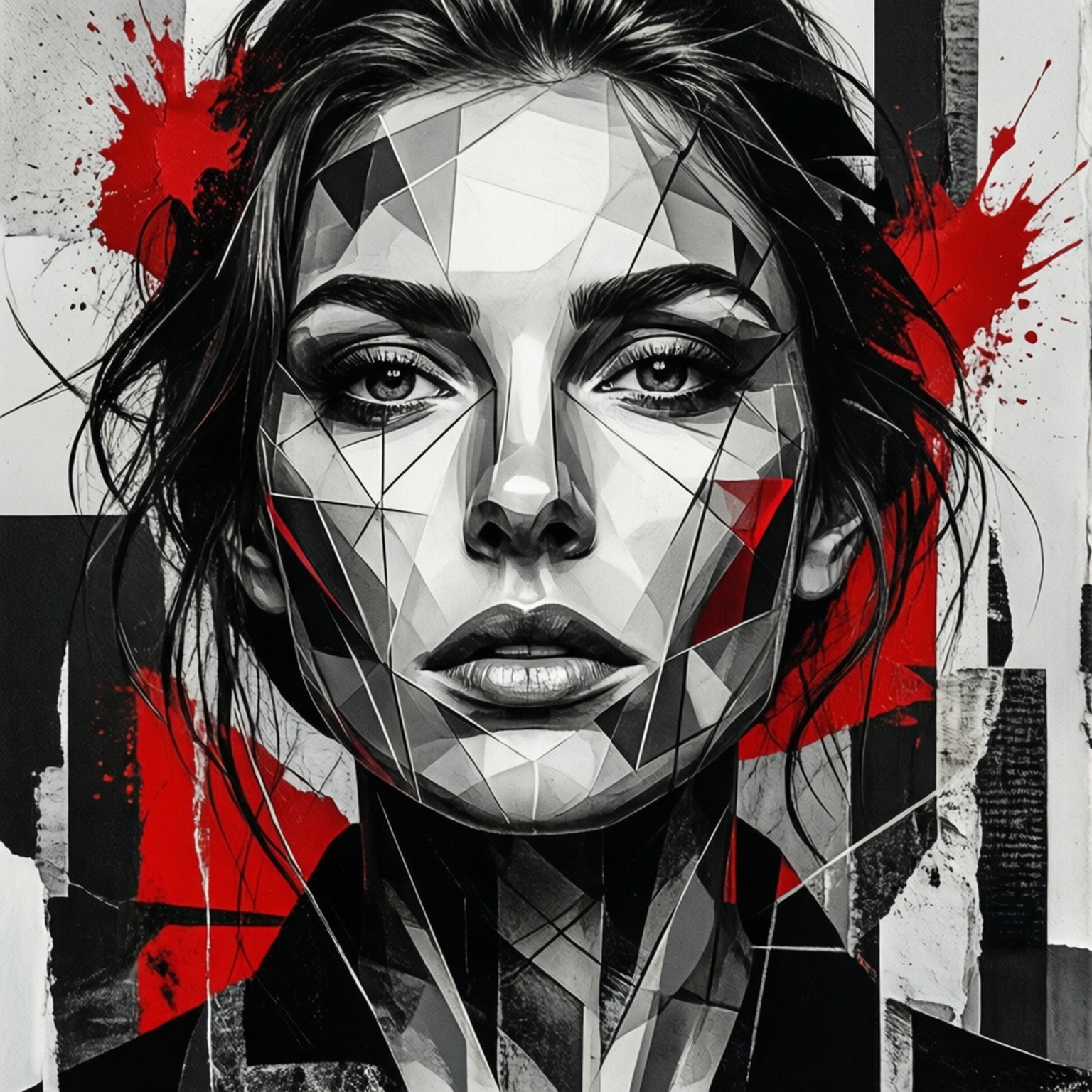 Um retrato feminino abstrato usando a abordagem geométrica de Gawx Art.